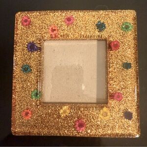 Photo Frame Wall Decor Tabletop Display Picture Frame with Glitter and Flowers